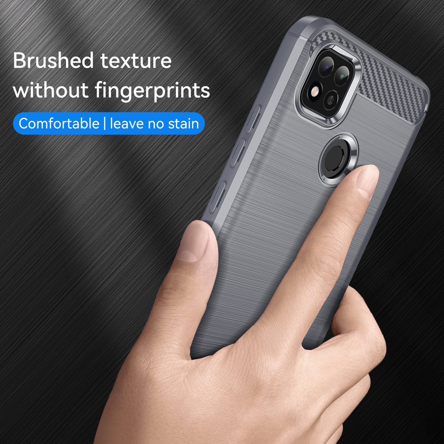 1.8mm Brushed Carbon Fiber Texture TPU Back Case Anti-fall Mobile Phone Cover for Xiaomi Poco C3/Poco C31/Redmi 9C/9C NFC/9 (India)/9 Activ