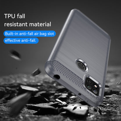 1.8mm Brushed Carbon Fiber Texture TPU Back Case Anti-fall Mobile Phone Cover for Xiaomi Poco C3/Poco C31/Redmi 9C/9C NFC/9 (India)/9 Activ
