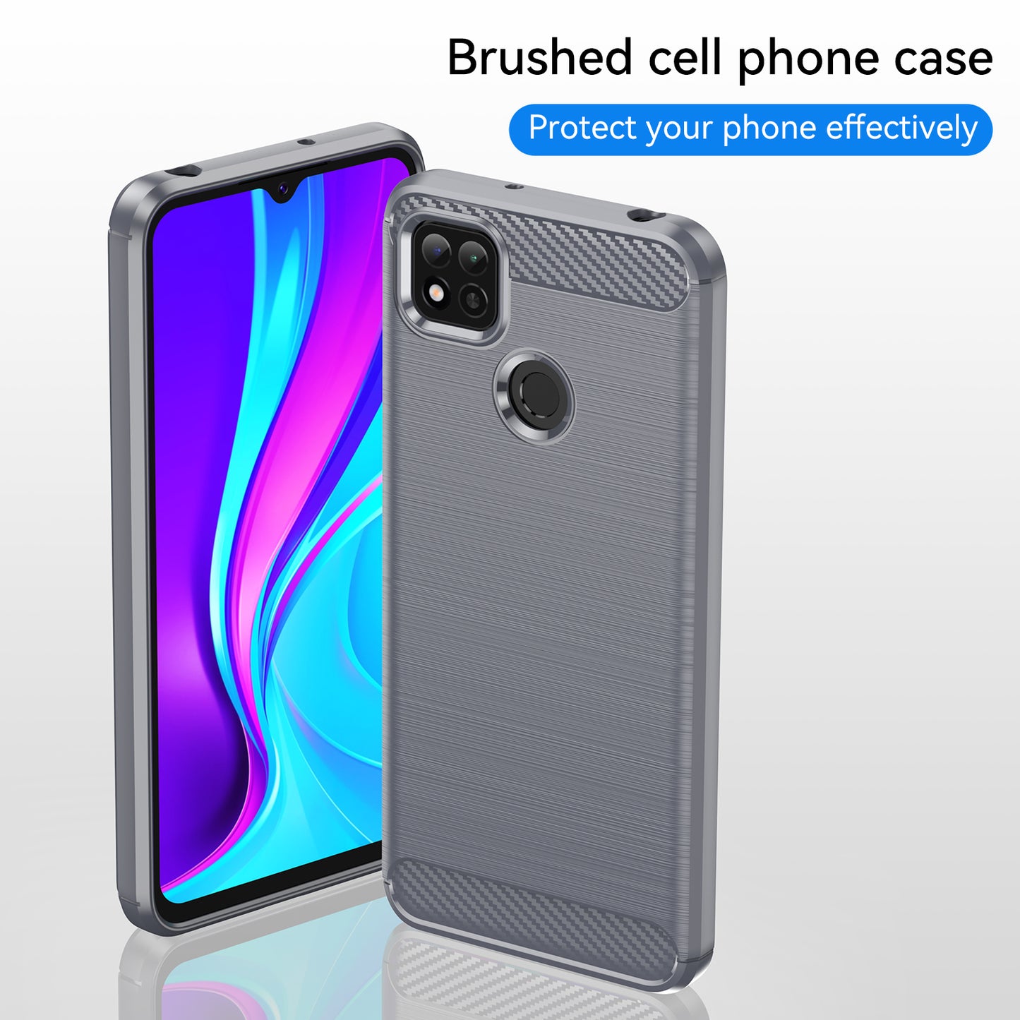 1.8mm Brushed Carbon Fiber Texture TPU Back Case Anti-fall Mobile Phone Cover for Xiaomi Poco C3/Poco C31/Redmi 9C/9C NFC/9 (India)/9 Activ