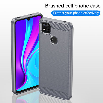 1.8mm Brushed Carbon Fiber Texture TPU Back Case Anti-fall Mobile Phone Cover for Xiaomi Poco C3/Poco C31/Redmi 9C/9C NFC/9 (India)/9 Activ