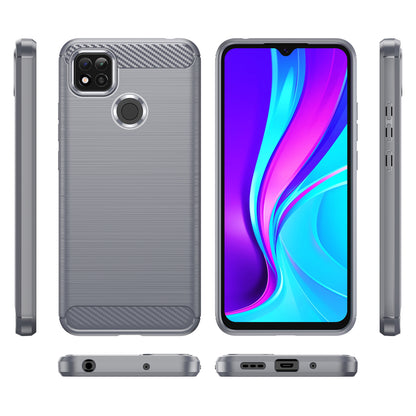 1.8mm Brushed Carbon Fiber Texture TPU Back Case Anti-fall Mobile Phone Cover for Xiaomi Poco C3/Poco C31/Redmi 9C/9C NFC/9 (India)/9 Activ