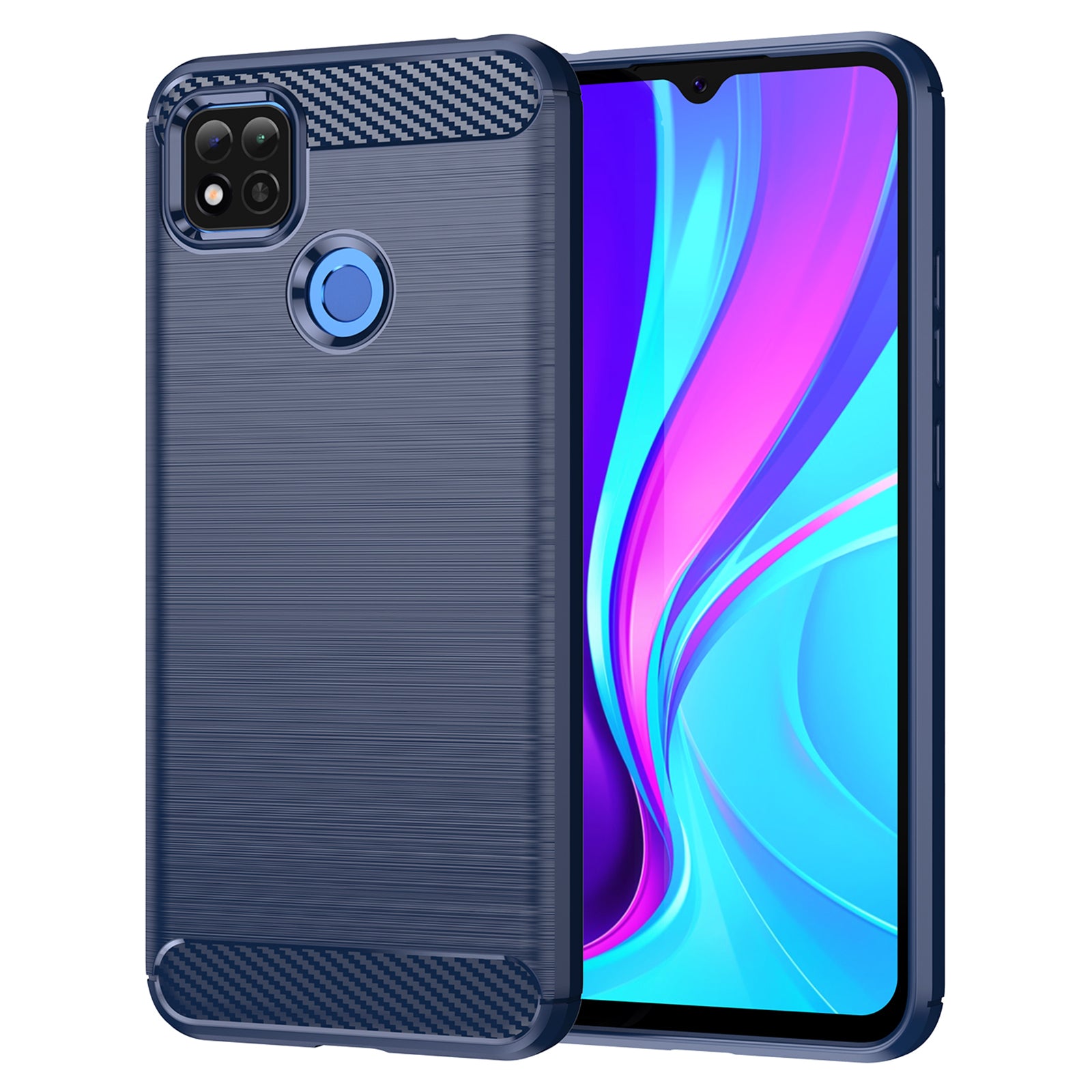 1.8mm Brushed Carbon Fiber Texture TPU Back Case Anti-fall Mobile Phone Cover for Xiaomi Poco C3/Poco C31/Redmi 9C/9C NFC/9 (India)/9 Activ
