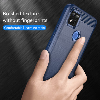 1.8mm Brushed Carbon Fiber Texture TPU Back Case Anti-fall Mobile Phone Cover for Xiaomi Poco C3/Poco C31/Redmi 9C/9C NFC/9 (India)/9 Activ