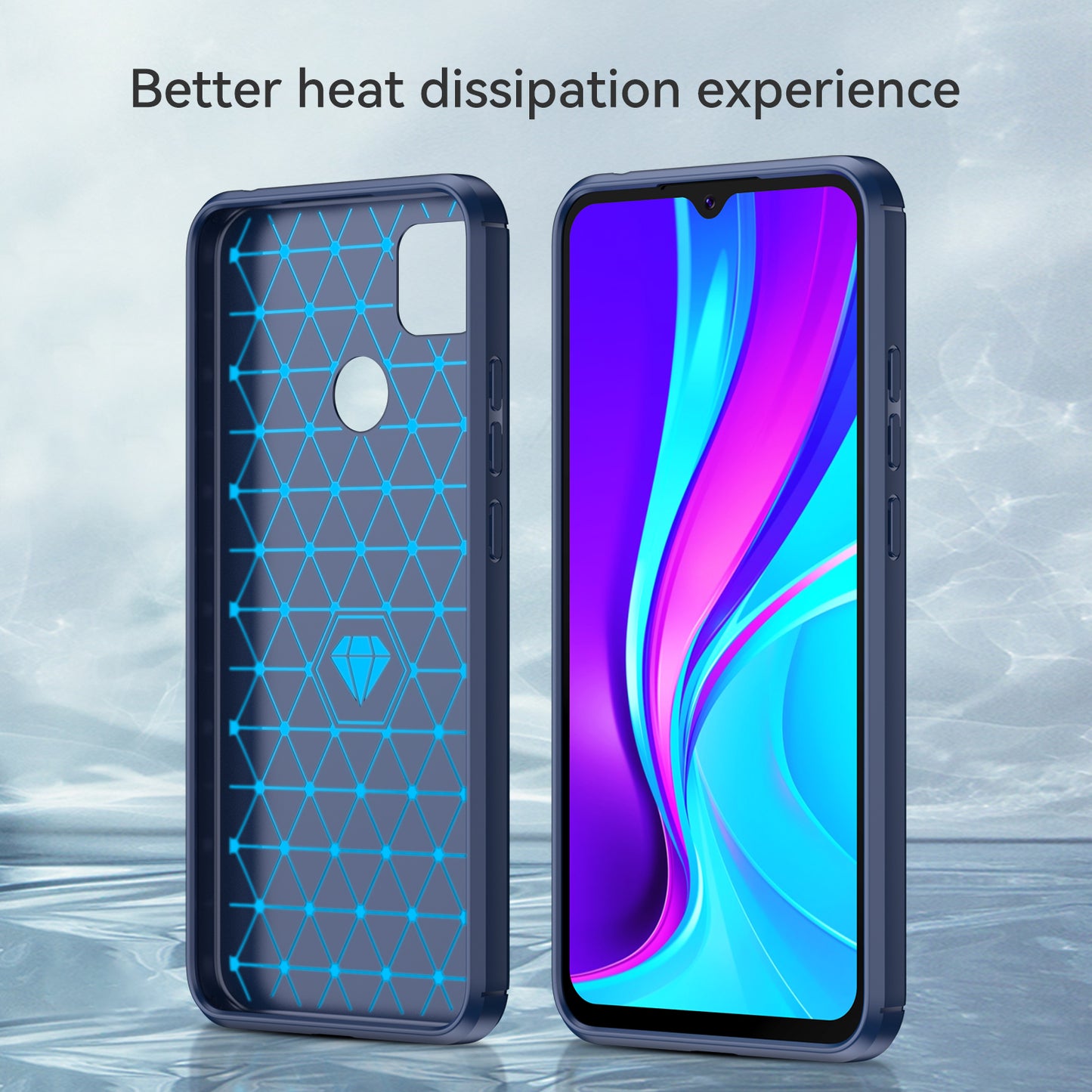 1.8mm Brushed Carbon Fiber Texture TPU Back Case Anti-fall Mobile Phone Cover for Xiaomi Poco C3/Poco C31/Redmi 9C/9C NFC/9 (India)/9 Activ