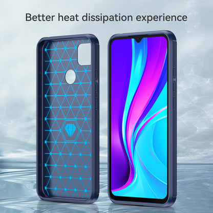 1.8mm Brushed Carbon Fiber Texture TPU Back Case Anti-fall Mobile Phone Cover for Xiaomi Poco C3/Poco C31/Redmi 9C/9C NFC/9 (India)/9 Activ