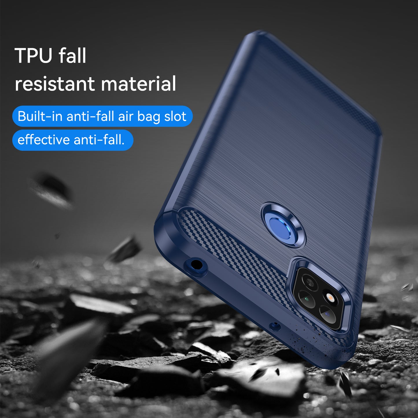 1.8mm Brushed Carbon Fiber Texture TPU Back Case Anti-fall Mobile Phone Cover for Xiaomi Poco C3/Poco C31/Redmi 9C/9C NFC/9 (India)/9 Activ