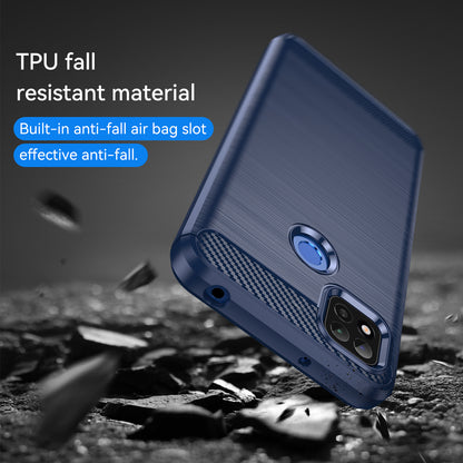 1.8mm Brushed Carbon Fiber Texture TPU Back Case Anti-fall Mobile Phone Cover for Xiaomi Poco C3/Poco C31/Redmi 9C/9C NFC/9 (India)/9 Activ