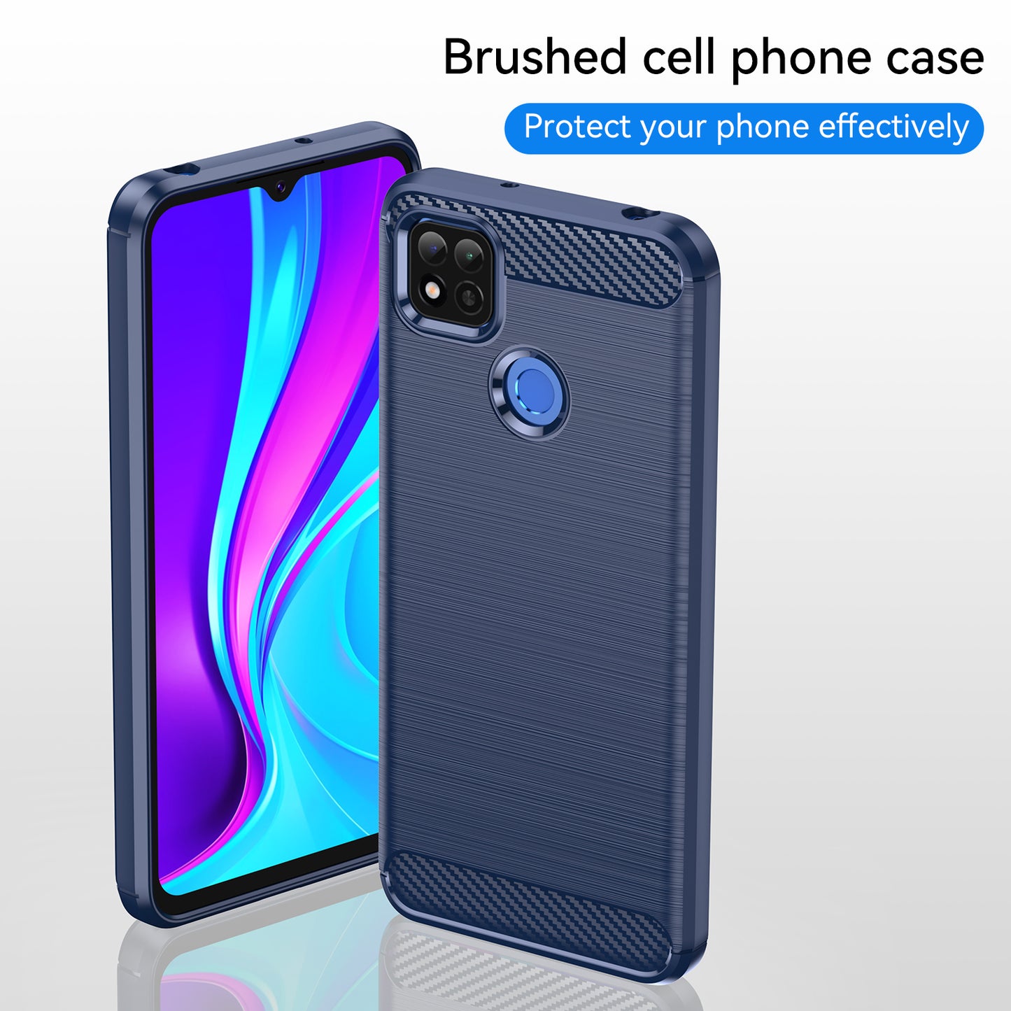 1.8mm Brushed Carbon Fiber Texture TPU Back Case Anti-fall Mobile Phone Cover for Xiaomi Poco C3/Poco C31/Redmi 9C/9C NFC/9 (India)/9 Activ