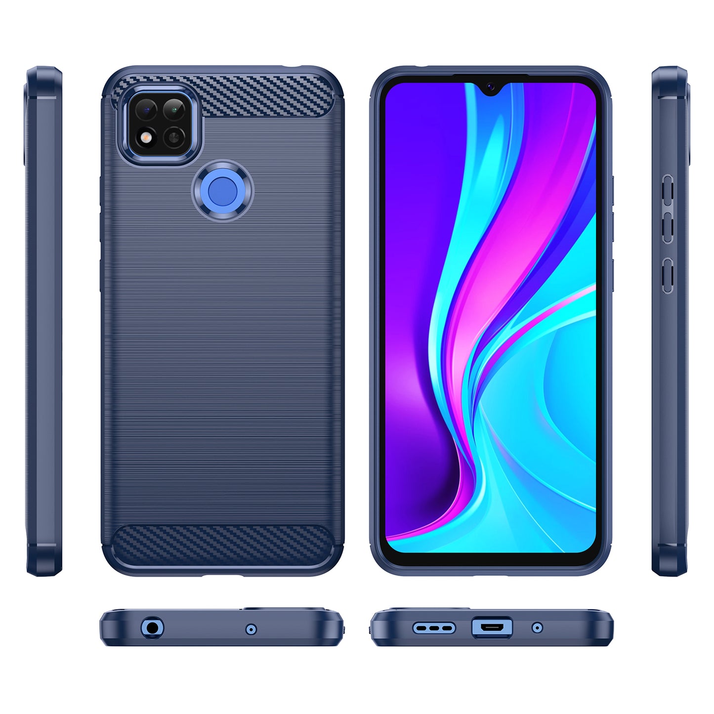 1.8mm Brushed Carbon Fiber Texture TPU Back Case Anti-fall Mobile Phone Cover for Xiaomi Poco C3/Poco C31/Redmi 9C/9C NFC/9 (India)/9 Activ