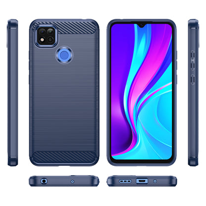 1.8mm Brushed Carbon Fiber Texture TPU Back Case Anti-fall Mobile Phone Cover for Xiaomi Poco C3/Poco C31/Redmi 9C/9C NFC/9 (India)/9 Activ