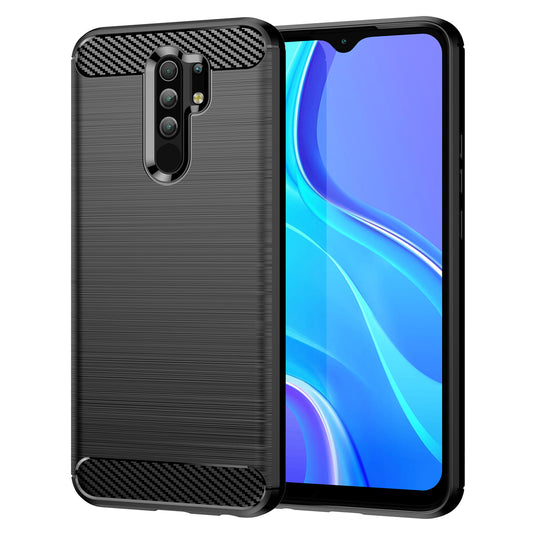 1.8mm Carbon Fiber Texture Brushed Back Protector Cover Cellphone TPU Case for Xiaomi Poco M2/M2 Reloaded/Redmi 9/Redmi 9 Prime (Global)