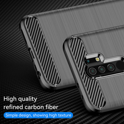 1.8mm Carbon Fiber Texture Brushed Back Protector Cover Cellphone TPU Case for Xiaomi Poco M2/M2 Reloaded/Redmi 9/Redmi 9 Prime (Global)