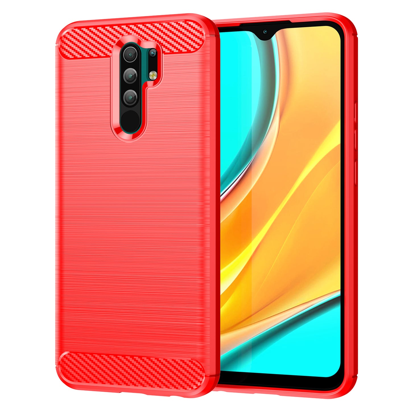 1.8mm Carbon Fiber Texture Brushed Back Protector Cover Cellphone TPU Case for Xiaomi Poco M2/M2 Reloaded/Redmi 9/Redmi 9 Prime (Global)