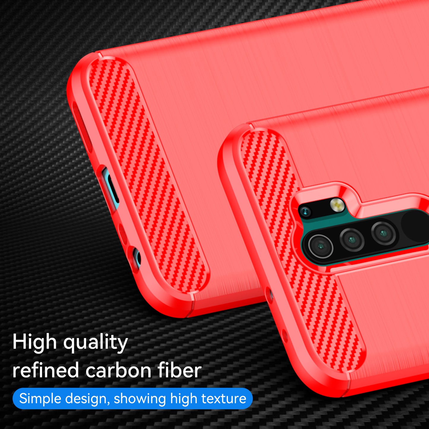 1.8mm Carbon Fiber Texture Brushed Back Protector Cover Cellphone TPU Case for Xiaomi Poco M2/M2 Reloaded/Redmi 9/Redmi 9 Prime (Global)