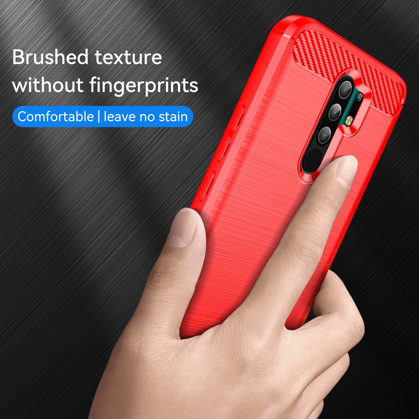 1.8mm Carbon Fiber Texture Brushed Back Protector Cover Cellphone TPU Case for Xiaomi Poco M2/M2 Reloaded/Redmi 9/Redmi 9 Prime (Global)