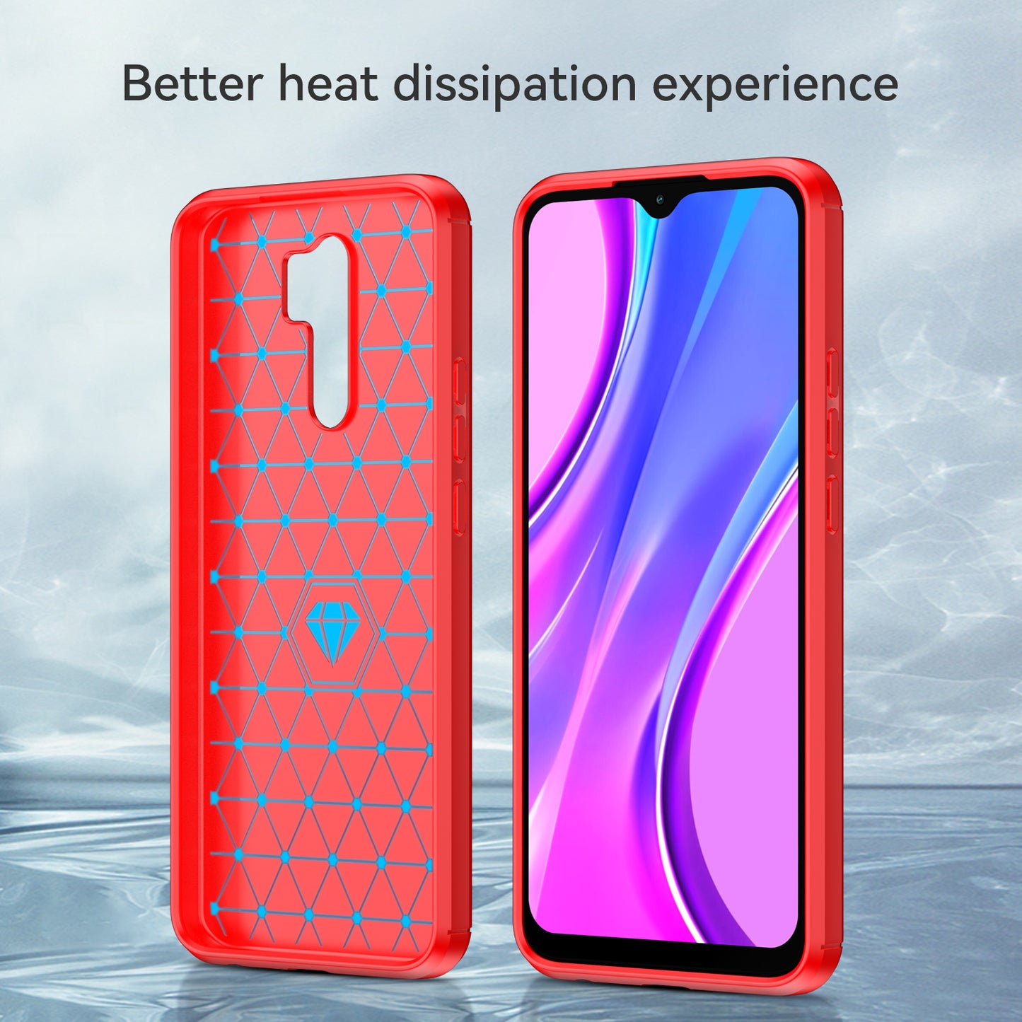 1.8mm Carbon Fiber Texture Brushed Back Protector Cover Cellphone TPU Case for Xiaomi Poco M2/M2 Reloaded/Redmi 9/Redmi 9 Prime (Global)