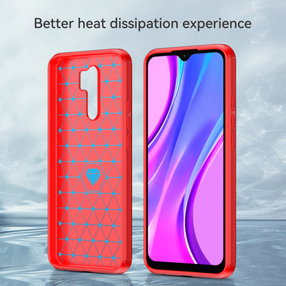 1.8mm Carbon Fiber Texture Brushed Back Protector Cover Cellphone TPU Case for Xiaomi Poco M2/M2 Reloaded/Redmi 9/Redmi 9 Prime (Global)