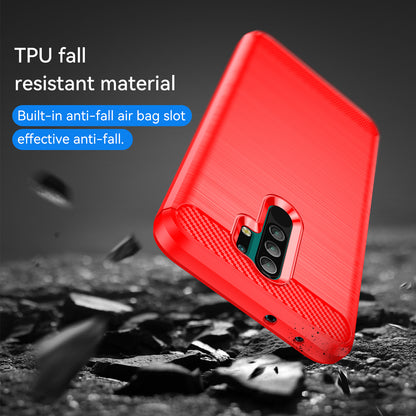 1.8mm Carbon Fiber Texture Brushed Back Protector Cover Cellphone TPU Case for Xiaomi Poco M2/M2 Reloaded/Redmi 9/Redmi 9 Prime (Global)