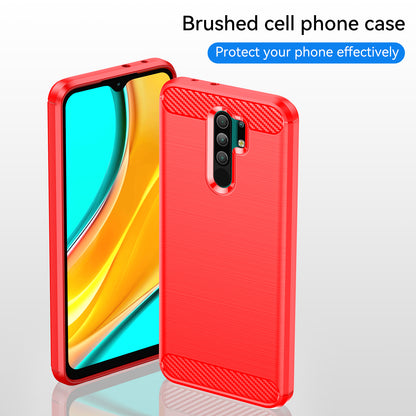 1.8mm Carbon Fiber Texture Brushed Back Protector Cover Cellphone TPU Case for Xiaomi Poco M2/M2 Reloaded/Redmi 9/Redmi 9 Prime (Global)