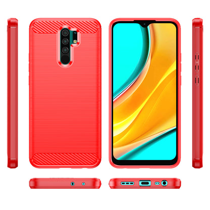 1.8mm Carbon Fiber Texture Brushed Back Protector Cover Cellphone TPU Case for Xiaomi Poco M2/M2 Reloaded/Redmi 9/Redmi 9 Prime (Global)