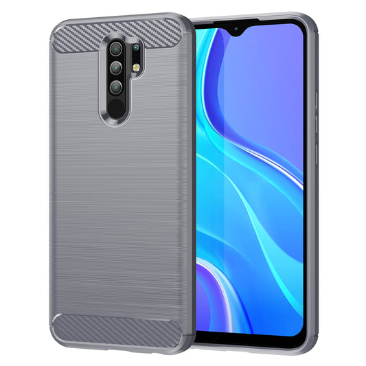 1.8mm Carbon Fiber Texture Brushed Back Protector Cover Cellphone TPU Case for Xiaomi Poco M2/M2 Reloaded/Redmi 9/Redmi 9 Prime (Global)