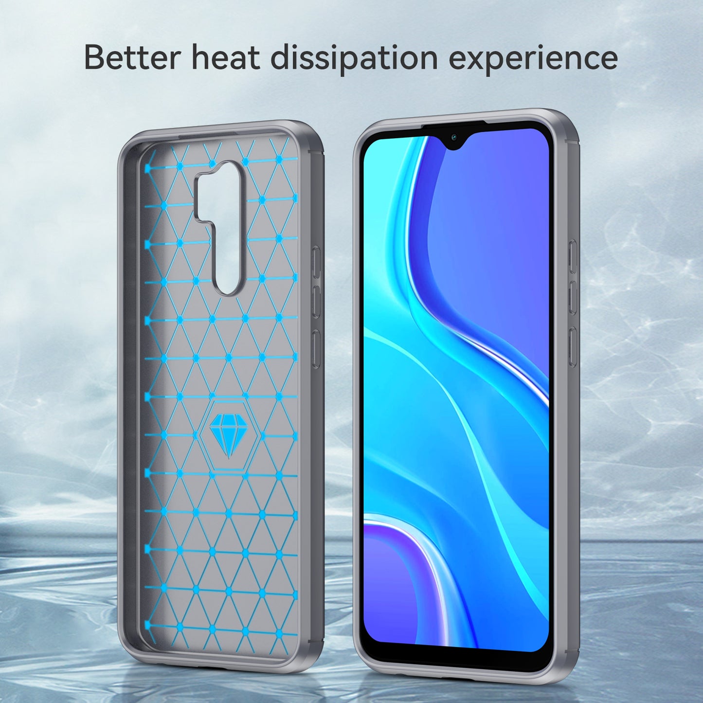 1.8mm Carbon Fiber Texture Brushed Back Protector Cover Cellphone TPU Case for Xiaomi Poco M2/M2 Reloaded/Redmi 9/Redmi 9 Prime (Global)