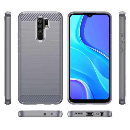 1.8mm Carbon Fiber Texture Brushed Back Protector Cover Cellphone TPU Case for Xiaomi Poco M2/M2 Reloaded/Redmi 9/Redmi 9 Prime (Global)