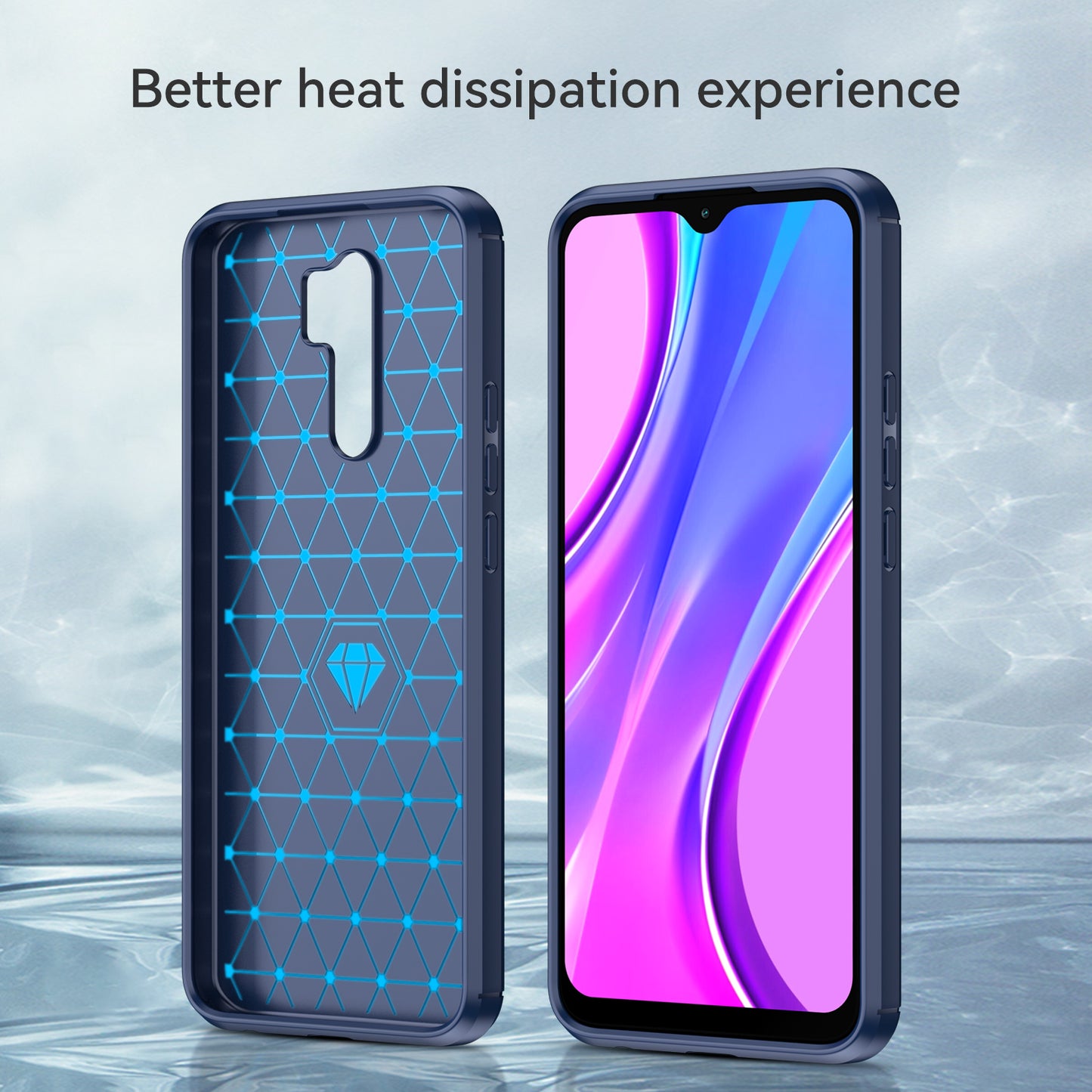 1.8mm Carbon Fiber Texture Brushed Back Protector Cover Cellphone TPU Case for Xiaomi Poco M2/M2 Reloaded/Redmi 9/Redmi 9 Prime (Global)