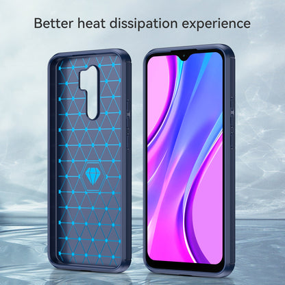 1.8mm Carbon Fiber Texture Brushed Back Protector Cover Cellphone TPU Case for Xiaomi Poco M2/M2 Reloaded/Redmi 9/Redmi 9 Prime (Global)