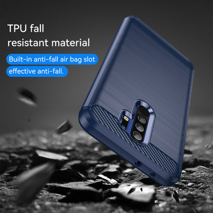 1.8mm Carbon Fiber Texture Brushed Back Protector Cover Cellphone TPU Case for Xiaomi Poco M2/M2 Reloaded/Redmi 9/Redmi 9 Prime (Global)