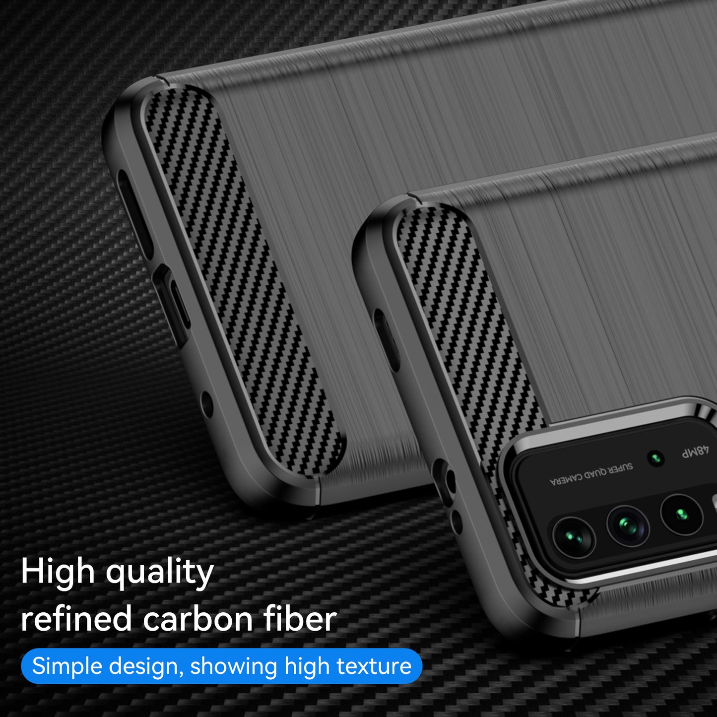 1.8mm Scratch-proof Brushed Carbon Fiber Texture TPU Back Case Mobile Phone Cover for Xiaomi Poco M3/Redmi 9 Power/Note 9 4G (Qualcomm Snapdragon 662)/Redmi 9T