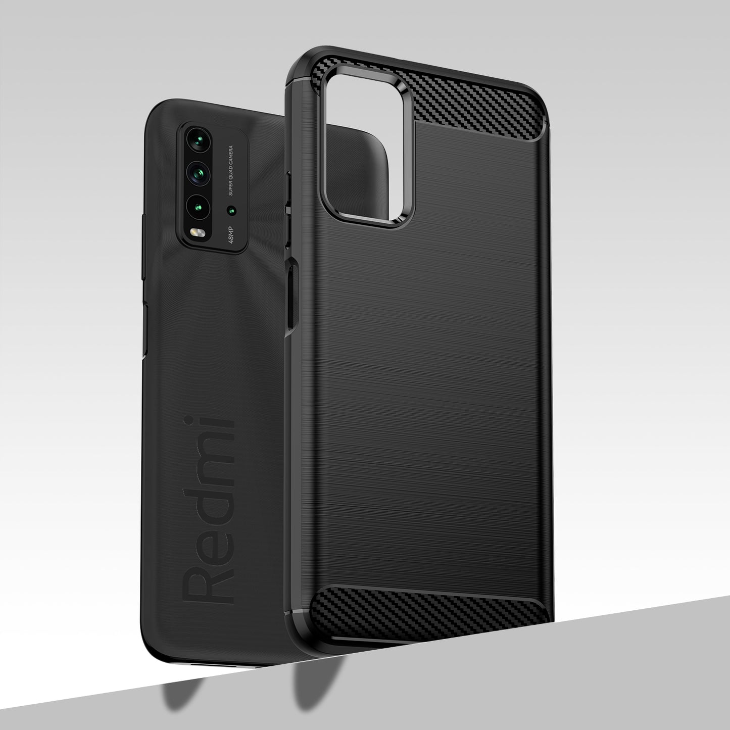 1.8mm Scratch-proof Brushed Carbon Fiber Texture TPU Back Case Mobile Phone Cover for Xiaomi Poco M3/Redmi 9 Power/Note 9 4G (Qualcomm Snapdragon 662)/Redmi 9T