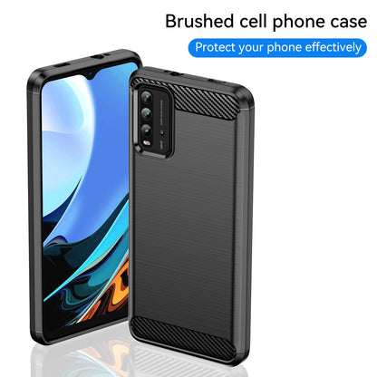 1.8mm Scratch-proof Brushed Carbon Fiber Texture TPU Back Case Mobile Phone Cover for Xiaomi Poco M3/Redmi 9 Power/Note 9 4G (Qualcomm Snapdragon 662)/Redmi 9T
