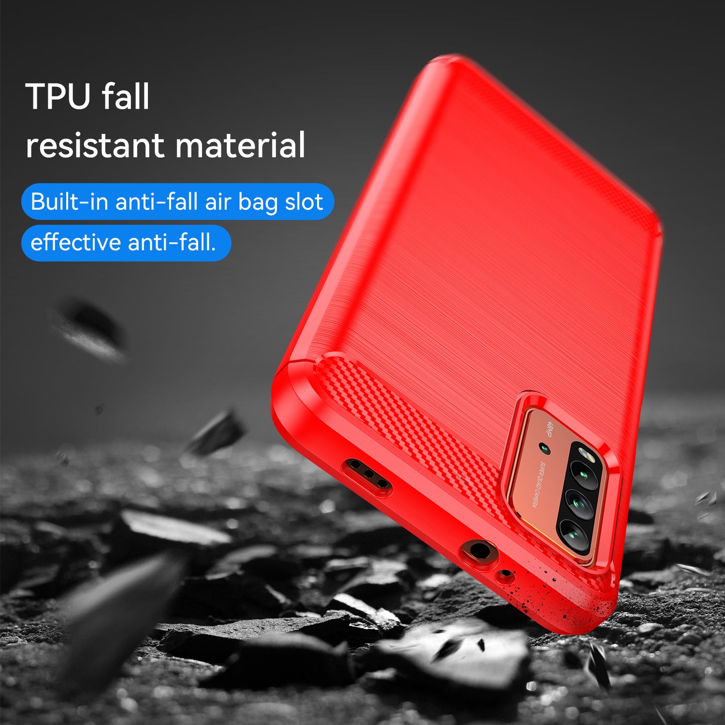 1.8mm Scratch-proof Brushed Carbon Fiber Texture TPU Back Case Mobile Phone Cover for Xiaomi Poco M3/Redmi 9 Power/Note 9 4G (Qualcomm Snapdragon 662)/Redmi 9T