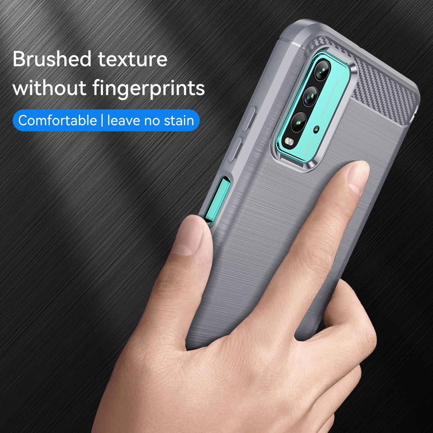 1.8mm Scratch-proof Brushed Carbon Fiber Texture TPU Back Case Mobile Phone Cover for Xiaomi Poco M3/Redmi 9 Power/Note 9 4G (Qualcomm Snapdragon 662)/Redmi 9T