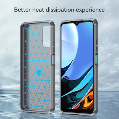 1.8mm Scratch-proof Brushed Carbon Fiber Texture TPU Back Case Mobile Phone Cover for Xiaomi Poco M3/Redmi 9 Power/Note 9 4G (Qualcomm Snapdragon 662)/Redmi 9T