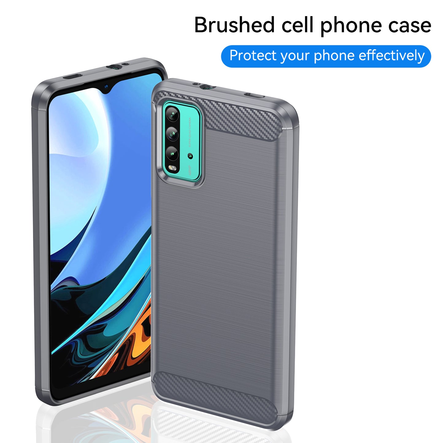 1.8mm Scratch-proof Brushed Carbon Fiber Texture TPU Back Case Mobile Phone Cover for Xiaomi Poco M3/Redmi 9 Power/Note 9 4G (Qualcomm Snapdragon 662)/Redmi 9T