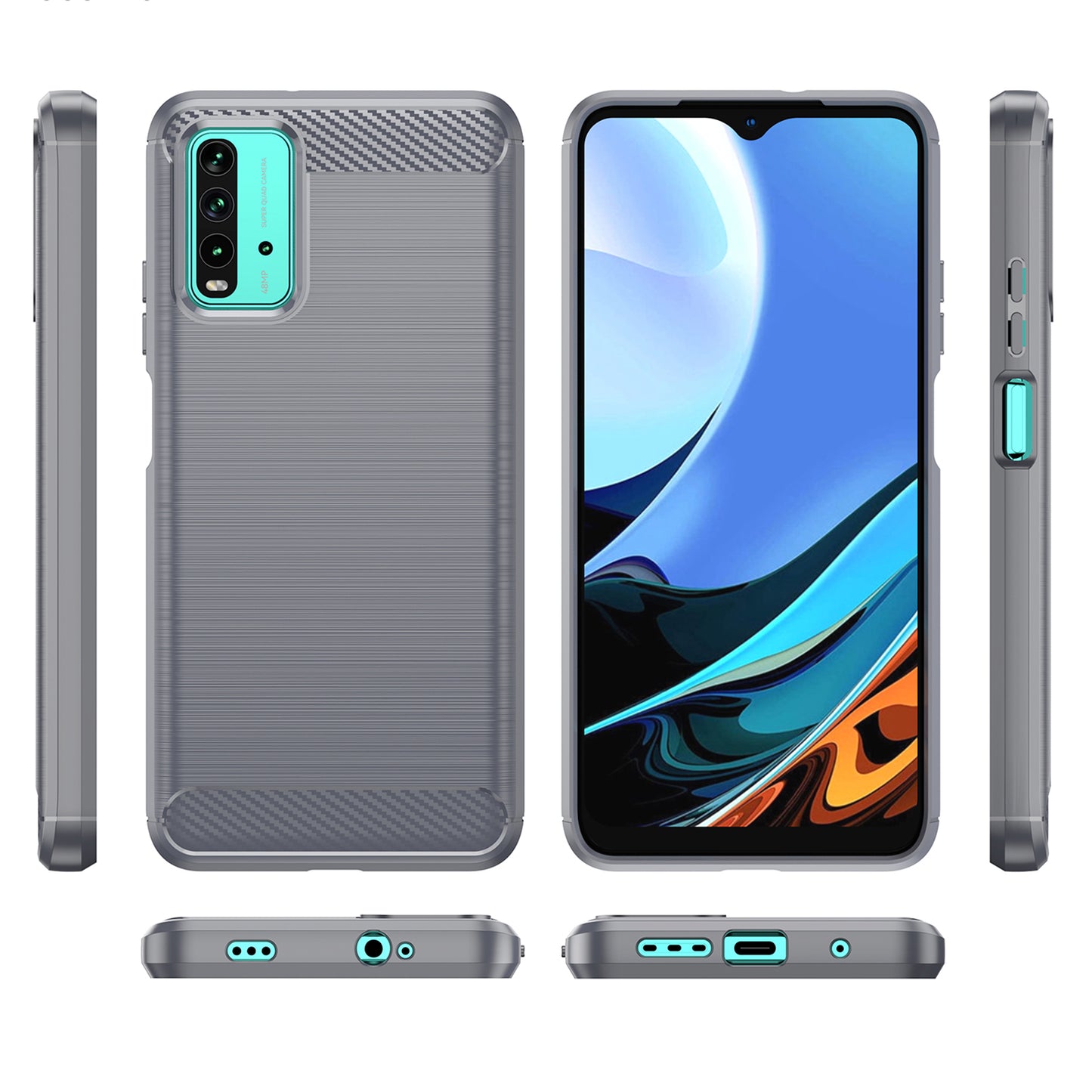 1.8mm Scratch-proof Brushed Carbon Fiber Texture TPU Back Case Mobile Phone Cover for Xiaomi Poco M3/Redmi 9 Power/Note 9 4G (Qualcomm Snapdragon 662)/Redmi 9T