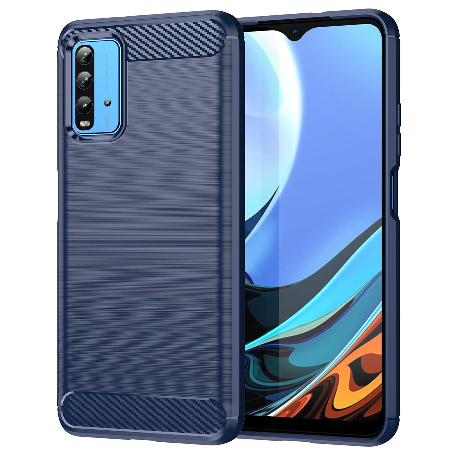 1.8mm Scratch-proof Brushed Carbon Fiber Texture TPU Back Case Mobile Phone Cover for Xiaomi Poco M3/Redmi 9 Power/Note 9 4G (Qualcomm Snapdragon 662)/Redmi 9T