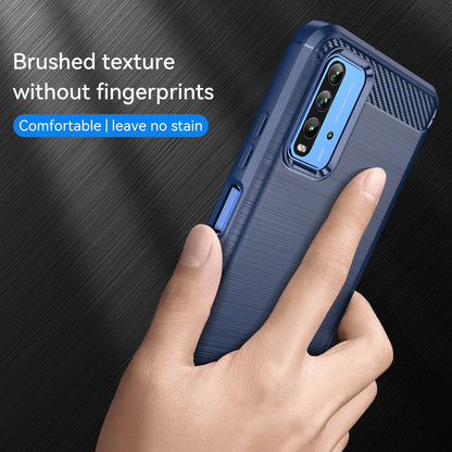 1.8mm Scratch-proof Brushed Carbon Fiber Texture TPU Back Case Mobile Phone Cover for Xiaomi Poco M3/Redmi 9 Power/Note 9 4G (Qualcomm Snapdragon 662)/Redmi 9T