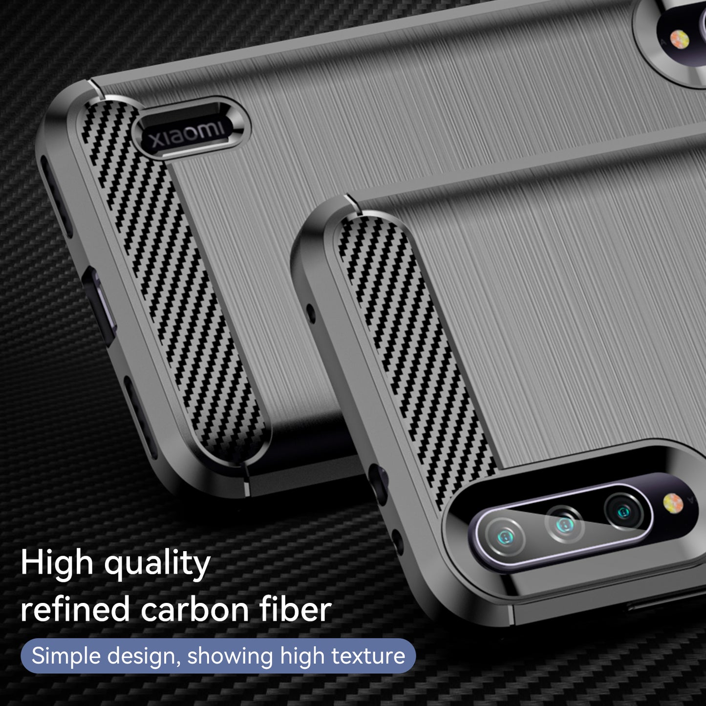 1.8mm Carbon Fiber Texture TPU Case Anti-Fingerprint Brushed Surface Anti-Drop Phone Protective Cover for Xiaomi Mi CC9e/Mi A3