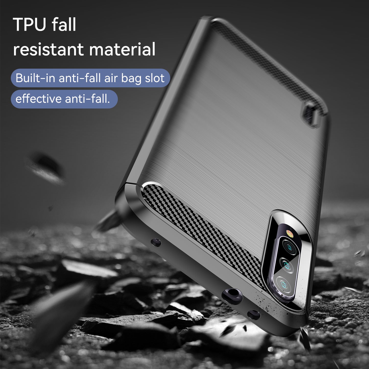 1.8mm Carbon Fiber Texture TPU Case Anti-Fingerprint Brushed Surface Anti-Drop Phone Protective Cover for Xiaomi Mi CC9e/Mi A3