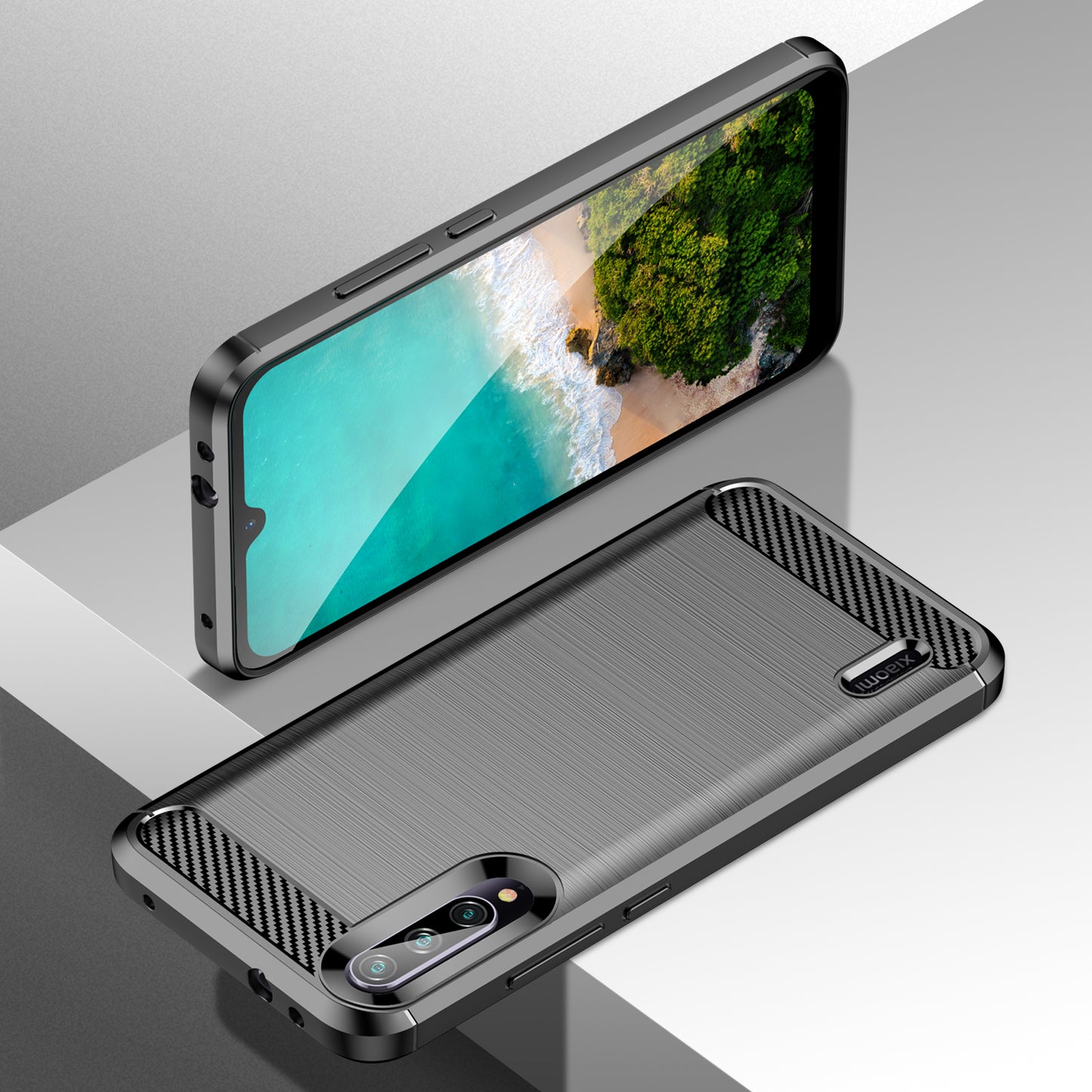 1.8mm Carbon Fiber Texture TPU Case Anti-Fingerprint Brushed Surface Anti-Drop Phone Protective Cover for Xiaomi Mi CC9e/Mi A3