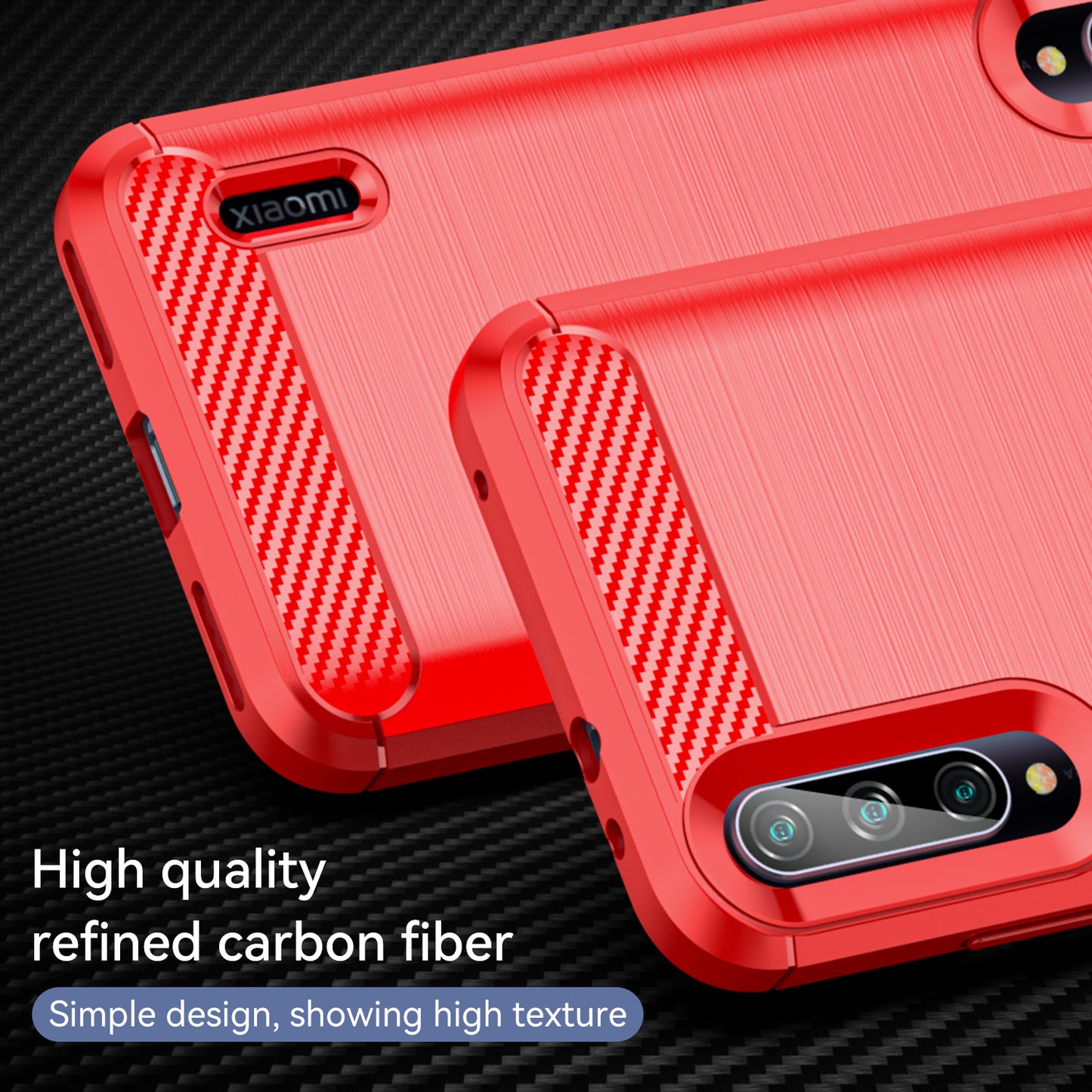 1.8mm Carbon Fiber Texture TPU Case Anti-Fingerprint Brushed Surface Anti-Drop Phone Protective Cover for Xiaomi Mi CC9e/Mi A3