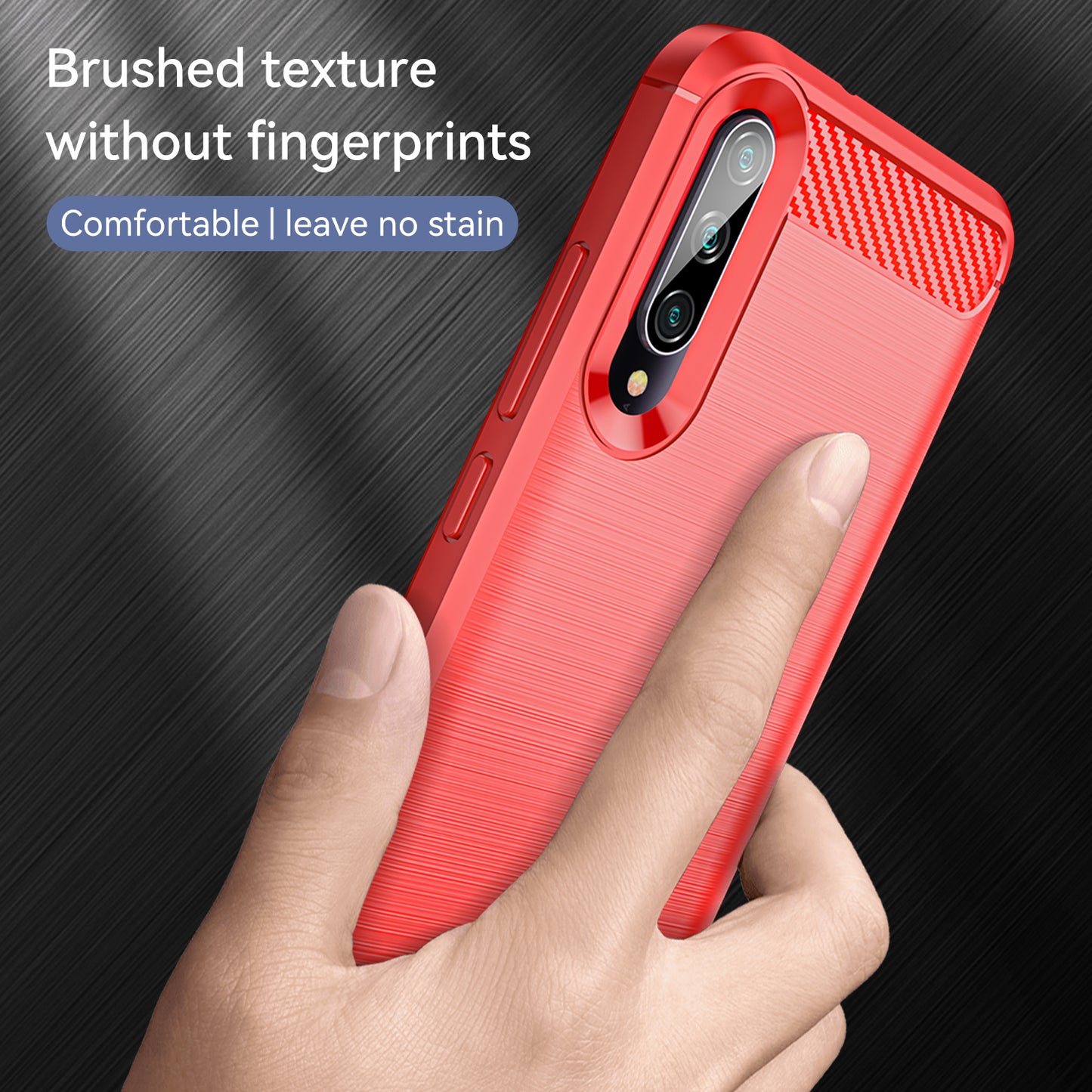 1.8mm Carbon Fiber Texture TPU Case Anti-Fingerprint Brushed Surface Anti-Drop Phone Protective Cover for Xiaomi Mi CC9e/Mi A3