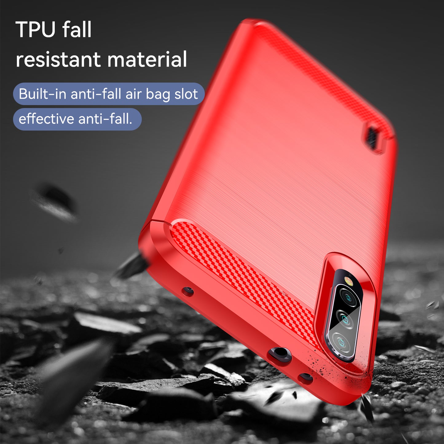 1.8mm Carbon Fiber Texture TPU Case Anti-Fingerprint Brushed Surface Anti-Drop Phone Protective Cover for Xiaomi Mi CC9e/Mi A3