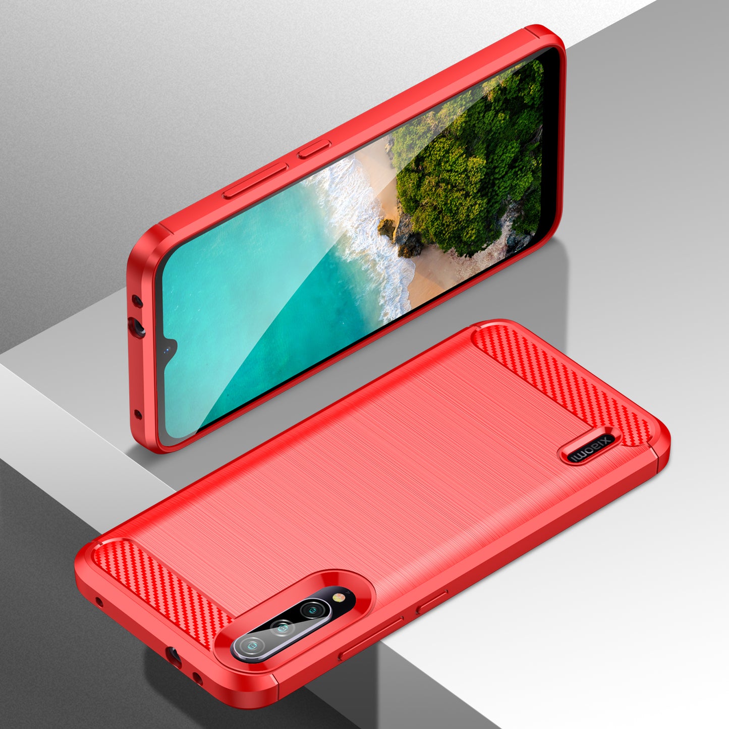 1.8mm Carbon Fiber Texture TPU Case Anti-Fingerprint Brushed Surface Anti-Drop Phone Protective Cover for Xiaomi Mi CC9e/Mi A3