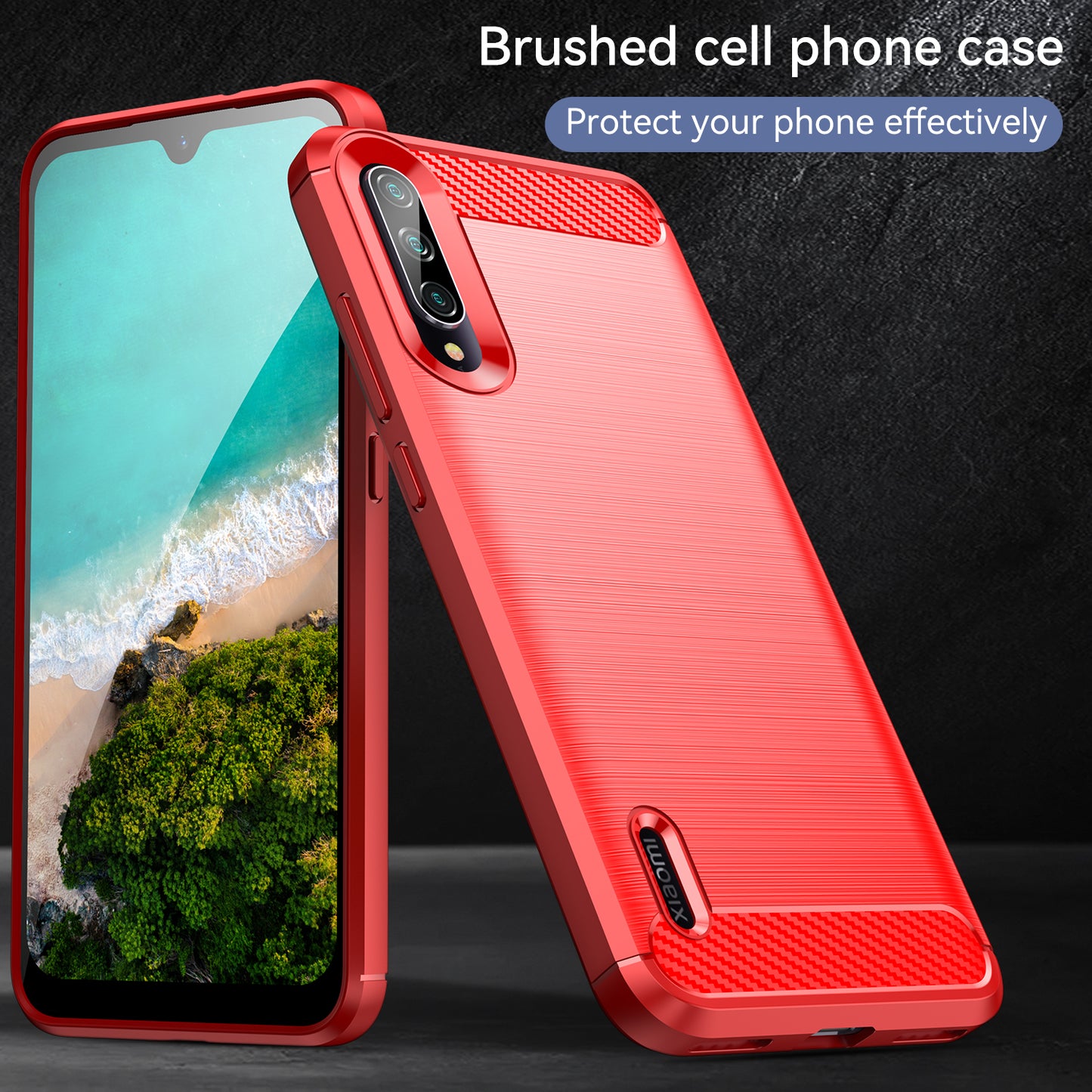 1.8mm Carbon Fiber Texture TPU Case Anti-Fingerprint Brushed Surface Anti-Drop Phone Protective Cover for Xiaomi Mi CC9e/Mi A3