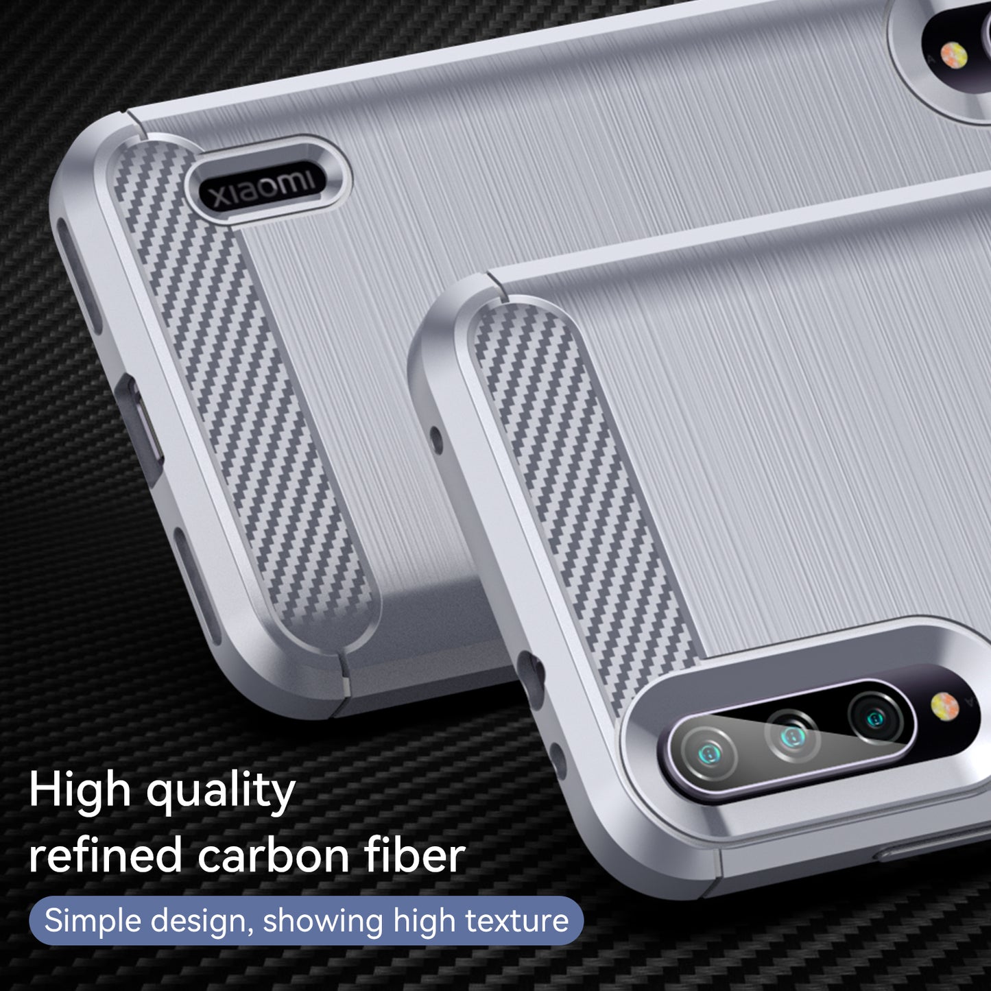 1.8mm Carbon Fiber Texture TPU Case Anti-Fingerprint Brushed Surface Anti-Drop Phone Protective Cover for Xiaomi Mi CC9e/Mi A3