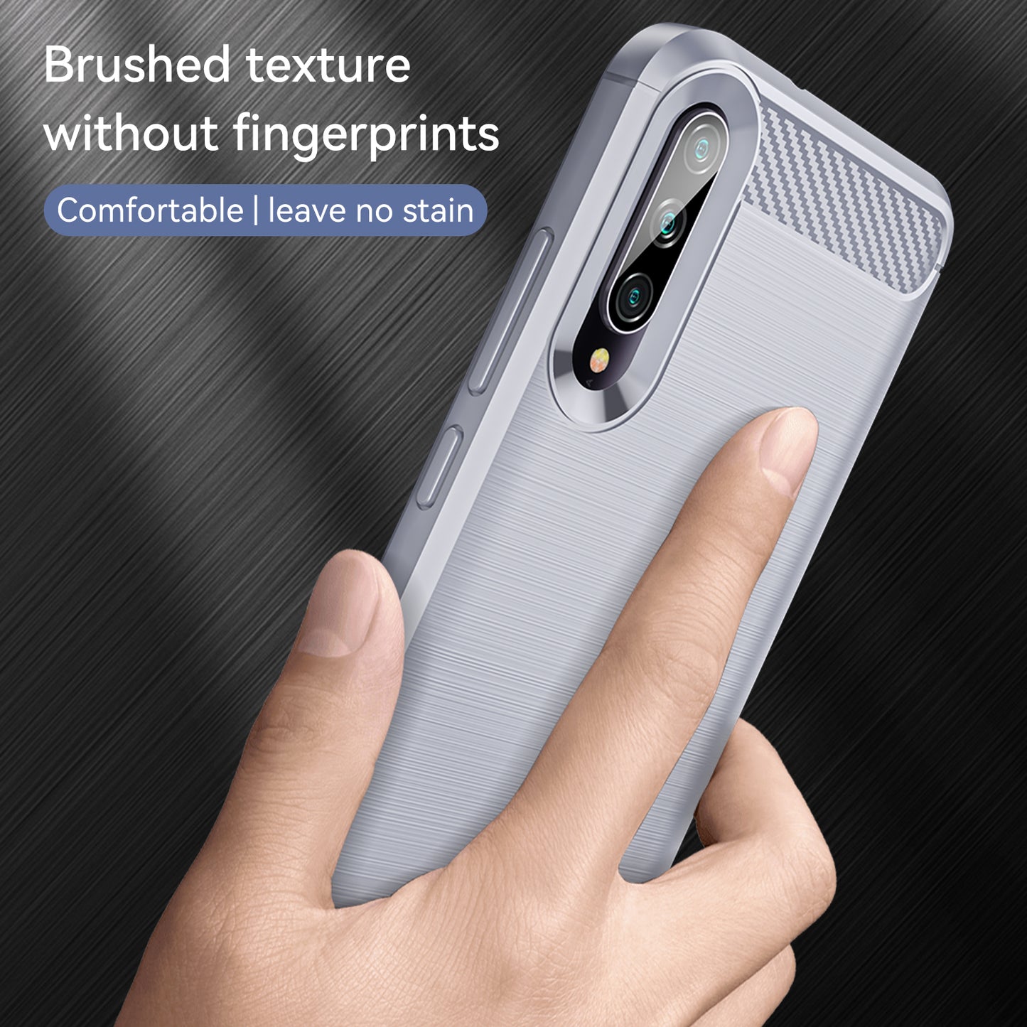 1.8mm Carbon Fiber Texture TPU Case Anti-Fingerprint Brushed Surface Anti-Drop Phone Protective Cover for Xiaomi Mi CC9e/Mi A3